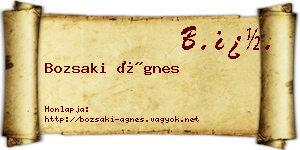 Bozsaki Ágnes névjegykártya